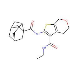 CCNC(=O)c1c(NC(=O)C23C[C@@H]4CC2C[C@H](C4)C3)sc2c1CCOC2 ZINC000101500837