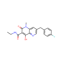 CCNC(=O)c1c(O)c2ncc(Cc3ccc(F)cc3)cc2n(C)c1=O ZINC000101650934