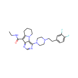 CCNC(=O)c1c2n(c3c(N4CCN(CCc5ccc(F)c(F)c5)CC4)ncnc13)CCCC2 ZINC000013559647