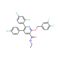 CCNC(=O)c1cc(-c2ccc(Cl)cc2)c(-c2ccc(Cl)cc2Cl)nc1OCc1ccc(F)c(F)c1 ZINC000028341759