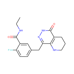 CCNC(=O)c1cc(Cc2n[nH]c(=O)c3c2NCCC3)ccc1F ZINC000084689922