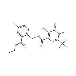 CCNC(=O)c1cc(F)ccc1CNC(=O)c1nc(C(C)(C)C)n(C)c(=O)c1O ZINC000029047542