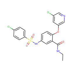 CCNC(=O)c1cc(NS(=O)(=O)c2ccc(Cl)cc2)ccc1Oc1cncc(Cl)c1 ZINC000095590441