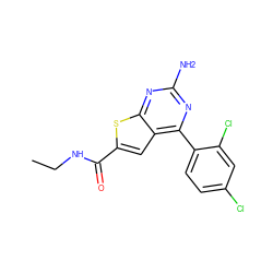 CCNC(=O)c1cc2c(-c3ccc(Cl)cc3Cl)nc(N)nc2s1 ZINC000036966108