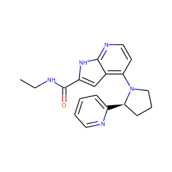 CCNC(=O)c1cc2c(N3CCC[C@H]3c3ccccn3)ccnc2[nH]1 ZINC001772583439