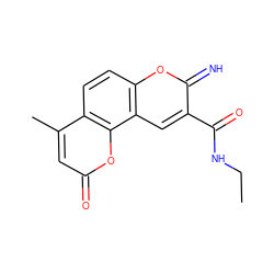 CCNC(=O)c1cc2c(ccc3c(C)cc(=O)oc32)oc1=N ZINC000653808350