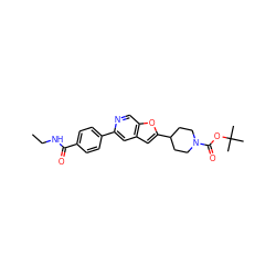 CCNC(=O)c1ccc(-c2cc3cc(C4CCN(C(=O)OC(C)(C)C)CC4)oc3cn2)cc1 ZINC000204937572