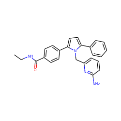 CCNC(=O)c1ccc(-c2ccc(-c3ccccc3)n2Cc2cccc(N)n2)cc1 ZINC000034635784