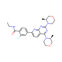 CCNC(=O)c1ccc(-c2ccc3c(N4CCOC[C@@H]4C)nc(N4CCOC[C@@H]4C)nc3n2)cc1F ZINC000169009225