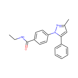 CCNC(=O)c1ccc(-n2nc(C)cc2-c2ccccc2)cc1 ZINC000000347196