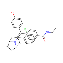 CCNC(=O)c1ccc(C(=C2C[C@@H]3CC[C@H](C2)N3Cc2ccccc2Cl)c2ccc(O)cc2)cc1 ZINC000026185799