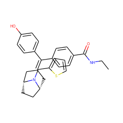 CCNC(=O)c1ccc(C(=C2C[C@@H]3CC[C@H](C2)N3Cc2cccs2)c2ccc(O)cc2)cc1 ZINC000026255470