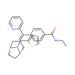 CCNC(=O)c1ccc(C(=C2C[C@@H]3CC[C@H](C2)N3Cc2cccs2)c2ccccn2)cc1 ZINC000028456595