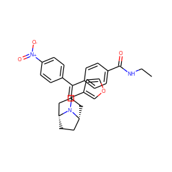 CCNC(=O)c1ccc(C(=C2C[C@@H]3CC[C@H](C2)N3Cc2ccoc2)c2ccc([N+](=O)[O-])cc2)cc1 ZINC000028456016