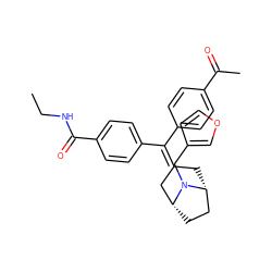 CCNC(=O)c1ccc(C(=C2C[C@@H]3CC[C@H](C2)N3Cc2ccoc2)c2ccc(C(C)=O)cc2)cc1 ZINC000028394923