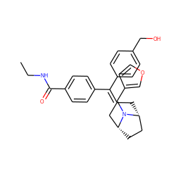 CCNC(=O)c1ccc(C(=C2C[C@@H]3CC[C@H](C2)N3Cc2ccoc2)c2ccc(CO)cc2)cc1 ZINC000028456269