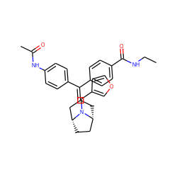 CCNC(=O)c1ccc(C(=C2C[C@@H]3CC[C@H](C2)N3Cc2ccoc2)c2ccc(NC(C)=O)cc2)cc1 ZINC000028455263