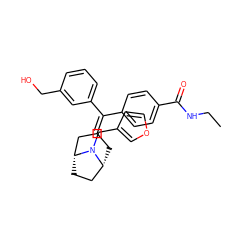 CCNC(=O)c1ccc(C(=C2C[C@@H]3CC[C@H](C2)N3Cc2ccoc2)c2cccc(CO)c2)cc1 ZINC000028391391