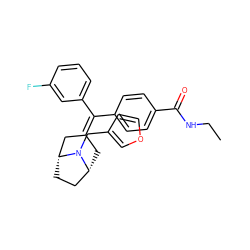 CCNC(=O)c1ccc(C(=C2C[C@@H]3CC[C@H](C2)N3Cc2ccoc2)c2cccc(F)c2)cc1 ZINC000028394796