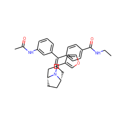 CCNC(=O)c1ccc(C(=C2C[C@@H]3CC[C@H](C2)N3Cc2ccoc2)c2cccc(NC(C)=O)c2)cc1 ZINC000028397878