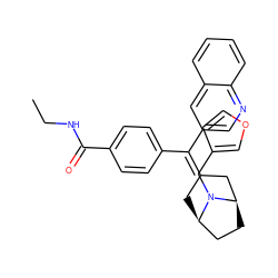 CCNC(=O)c1ccc(C(=C2C[C@@H]3CC[C@H](C2)N3Cc2ccoc2)c2cnc3ccccc3c2)cc1 ZINC000028393179