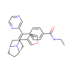 CCNC(=O)c1ccc(C(=C2C[C@@H]3CC[C@H](C2)N3Cc2ccoc2)c2cnccn2)cc1 ZINC000028372474