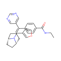 CCNC(=O)c1ccc(C(=C2C[C@@H]3CC[C@H](C2)N3Cc2ccoc2)c2cncnc2)cc1 ZINC000028391382