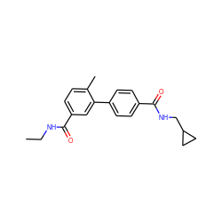 CCNC(=O)c1ccc(C)c(-c2ccc(C(=O)NCC3CC3)cc2)c1 ZINC000040916322