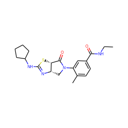 CCNC(=O)c1ccc(C)c(N2C[C@@H]3N=C(NC4CCCC4)S[C@@H]3C2=O)c1 ZINC000029041469