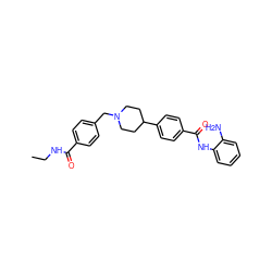 CCNC(=O)c1ccc(CN2CCC(c3ccc(C(=O)Nc4ccccc4N)cc3)CC2)cc1 ZINC000029048058