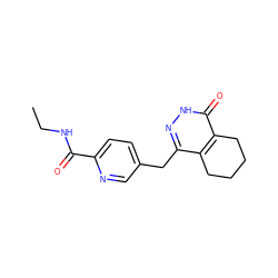 CCNC(=O)c1ccc(Cc2n[nH]c(=O)c3c2CCCC3)cn1 ZINC000167529661