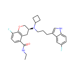 CCNC(=O)c1ccc(F)c2c1C[C@H](N(CCCc1c[nH]c3ccc(F)cc13)C1CCC1)CO2 ZINC000040939587