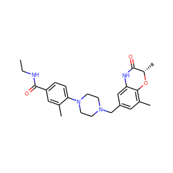 CCNC(=O)c1ccc(N2CCN(Cc3cc(C)c4c(c3)NC(=O)[C@H](C)O4)CC2)c(C)c1 ZINC000096274109