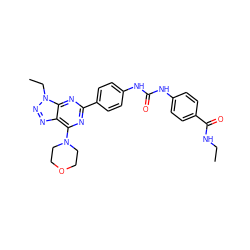 CCNC(=O)c1ccc(NC(=O)Nc2ccc(-c3nc(N4CCOCC4)c4nnn(CC)c4n3)cc2)cc1 ZINC000045339233