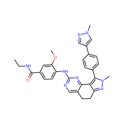 CCNC(=O)c1ccc(Nc2ncc3c(n2)-c2c(nn(C)c2-c2ccc(-c4cnn(C)c4)cc2)CC3)c(OC)c1 ZINC000224946807