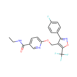 CCNC(=O)c1ccc(OCc2c(-c3ccc(F)cc3)noc2C(F)(F)F)nc1 ZINC000144053403