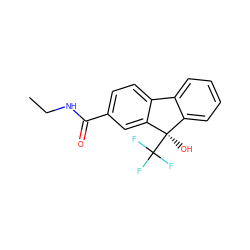 CCNC(=O)c1ccc2c(c1)[C@](O)(C(F)(F)F)c1ccccc1-2 ZINC000144799184