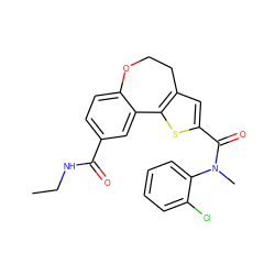 CCNC(=O)c1ccc2c(c1)-c1sc(C(=O)N(C)c3ccccc3Cl)cc1CCO2 ZINC000073198599