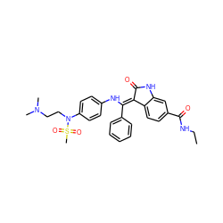 CCNC(=O)c1ccc2c(c1)NC(=O)/C2=C(\Nc1ccc(N(CCN(C)C)S(C)(=O)=O)cc1)c1ccccc1 ZINC000101372813