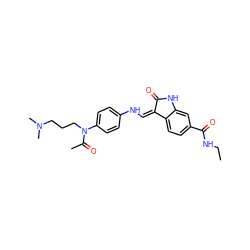 CCNC(=O)c1ccc2c(c1)NC(=O)/C2=C\Nc1ccc(N(CCCN(C)C)C(C)=O)cc1 ZINC000064528103