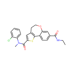 CCNC(=O)c1ccc2c(c1)OCCc1cc(C(=O)N(C)c3ccccc3Cl)sc1-2 ZINC000073197140