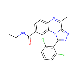 CCNC(=O)c1ccc2nc(C)c3nnc(-c4c(Cl)cccc4Cl)n3c2c1 ZINC000095594860