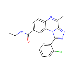 CCNC(=O)c1ccc2nc(C)c3nnc(-c4ccccc4Cl)n3c2c1 ZINC000095593256