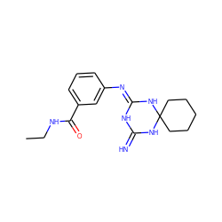 CCNC(=O)c1cccc(/N=C2\NC(=N)NC3(CCCCC3)N2)c1 ZINC000095617476