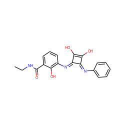 CCNC(=O)c1cccc(/N=c2\c(O)c(O)\c2=N/c2ccccc2)c1O ZINC000036143796