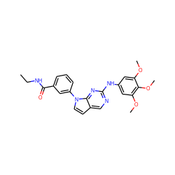 CCNC(=O)c1cccc(-n2ccc3cnc(Nc4cc(OC)c(OC)c(OC)c4)nc32)c1 ZINC000036348757