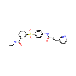 CCNC(=O)c1cccc(S(=O)(=O)c2ccc(NC(=O)/C=C/c3cccnc3)cc2)c1 ZINC000142118263