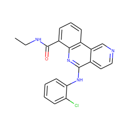 CCNC(=O)c1cccc2c1nc(Nc1ccccc1Cl)c1ccncc12 ZINC000073142130