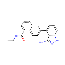 CCNC(=O)c1cccc2cc(-c3cccc4[nH]nc(N)c34)ccc12 ZINC000169350194