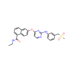 CCNC(=O)c1cccc2cc(Oc3ccnc(Nc4cccc(CS(C)(=O)=O)c4)n3)ccc12 ZINC000653780363